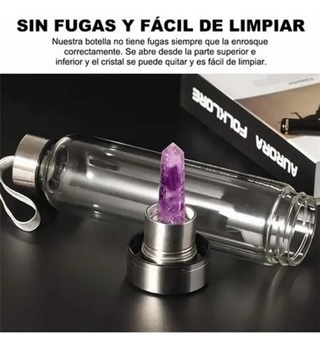 Botella De Agua Con Cristal Energético De Cuarzo Púrpura