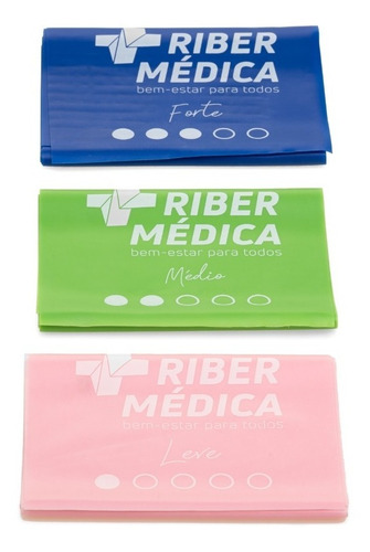 Imagem 1 de 1 de Kit De 3 Faixa Elástica Thera Band C/ 3 Níveis Ribermedica