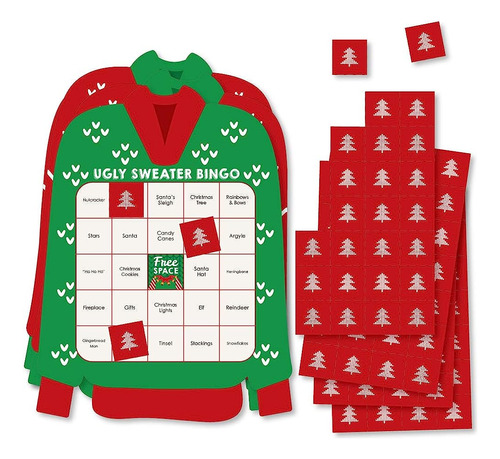 Big Dot Of Happiness Ugly Sweater - Bar Bingo Cards And Mark
