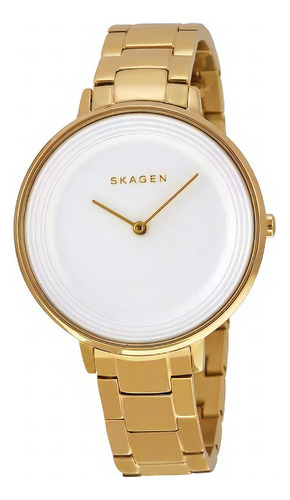 Reloj Skagen Skw2330 Para Mujer Acero Inoxidable Color de la malla Dorado Color del bisel Dorado Color del fondo Blanco