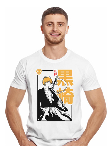 Polera Bleach Ichigo Shinigami Kimono Anime Impresión Direct