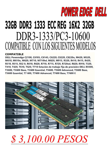  32gb Ddr3  1333  Ecc  Reg  Power  Edge  Dell   16x2 32gb