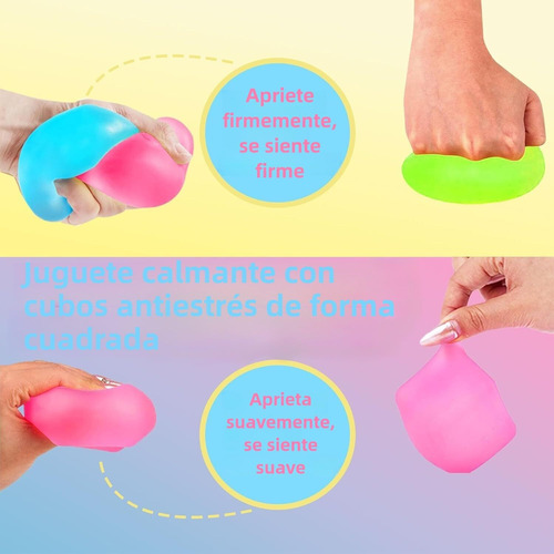 8 Cubos Sensoriales Fidget Antiestrés, Squishy Stress Ball