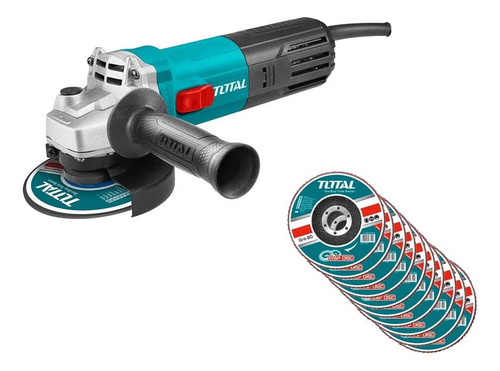 Imagen 1 de 10 de Amoladora Angular Total 750w Con 10 Discos Flap