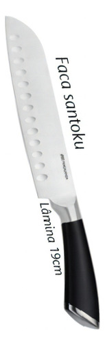 Faca Santoku De Cozinha Chef Churrasco Sushi Fatiar E Picar Cor Preto