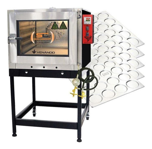 Forno Turbo Gás Fvtd5 127v + 5 Assadeiras Pão Hambúrguer