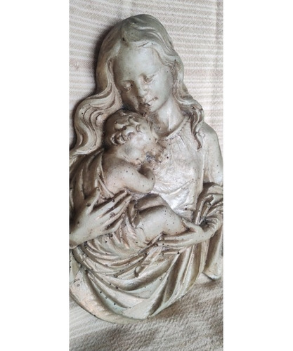  Escultura De Madonna Con Niño Y Manos Implorantes En Yeso 