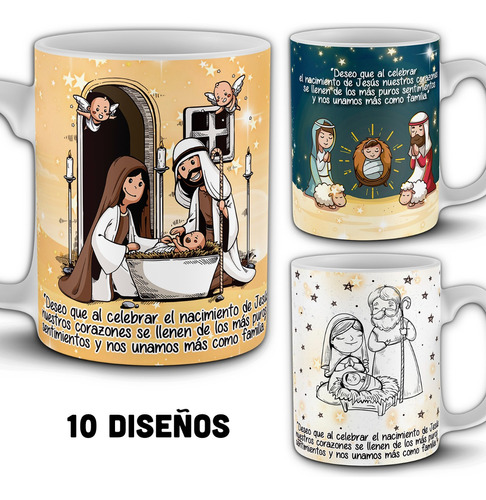 Plantillas Tazas Navidad Nacimiento Jesús Editables +previas