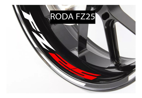 Adesivo Premium Interno Roda Yamaha Fazer 250 Fz 25 Fz25 Cor Branco E Vermelho