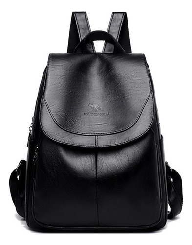 Bolso De Cuero Suave De Gran Capacidad Para Mujer - Negro