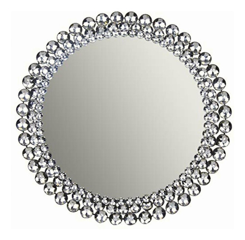 Everly Hart Collection Round Jeweled, 24  Mirrors, Silver