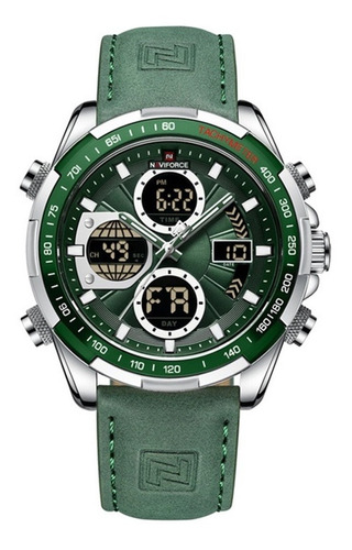 Relógio Militar Naviforce Masculino Analógico Digital Verde