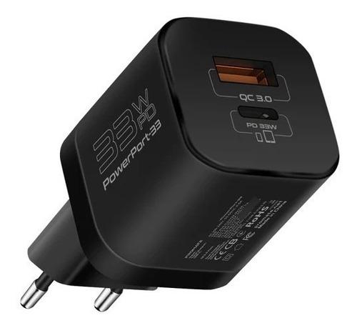 Cargador De Pared Usb Y Usb-c 33w Promate Powerport-33 Black