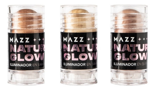 Mazz Make Up Iluminador En Barra Trio Natural Glow Mazz Hidrata duracion 8hs