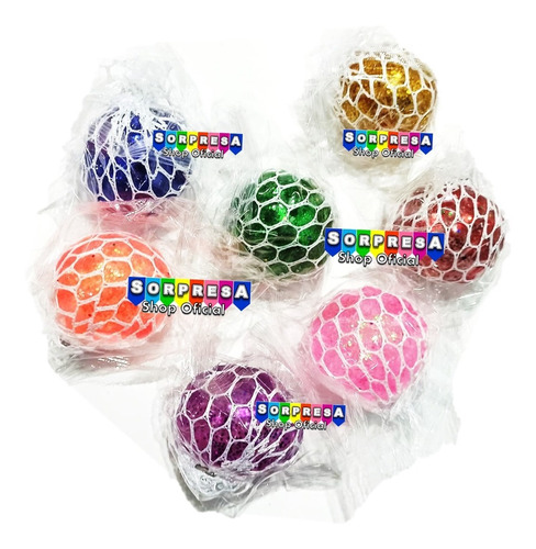 48 Pelotas Squishy Glitter Juguete Piñata Bolo Fiesta Cumple