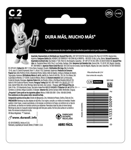 Duracell Pilas C Alcalinas 1.5V, Larga Duración, 2 pilas
