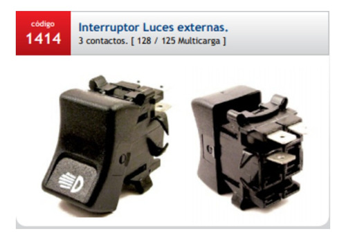 Llave Tecla Luz Externa 3 Contactos Fiat 128