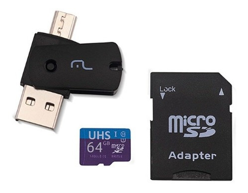 Cartão De Memória Multilaser Ultra Speed-i 64gb Mc152 -preto