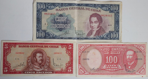 3 Billetes Chilenos (Usado)