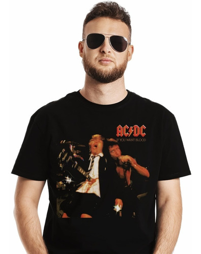 Polera Acdc If You Want Blood Rock Impresión Directa