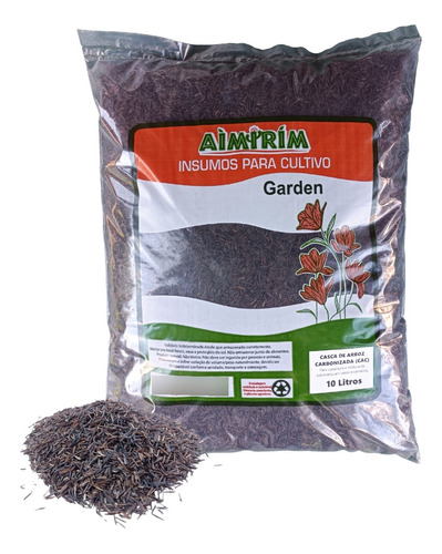 Casca De Arroz Carbonizada Orquídeas Suculentas Cactos 10 L