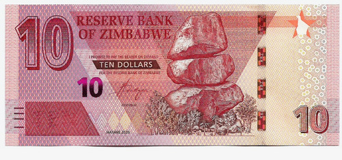 Fk Billete Zimbabwe 10 Dolares 2020 Nuevo Diseño Lanzamiento