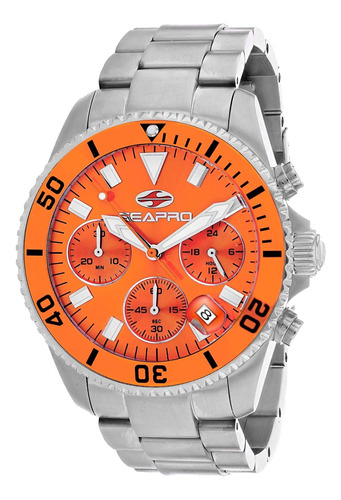 Reloj Hombre Seapro Sp4355 Cuarzo Pulso Plateado En Acero