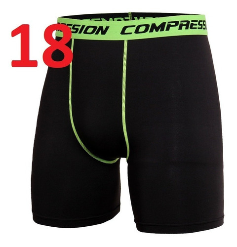 Imagen 2 de 3 de Calzas Corta De Compresion Numero 18.negro Costuras Verde