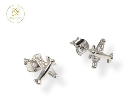 Imagen 3 de 4 de Aros Plata Avion Con Cubic 8 X 8mm