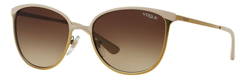 Anteojos de sol Vogue VO4002S Standard con marco de metal color beige/dorado, lente marrón degradada, varilla dorada de metal