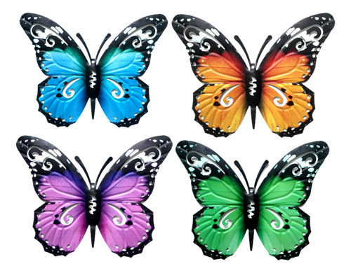 4 Piezas Decorativas Mariposa Pared Arte Decoración Hermoso