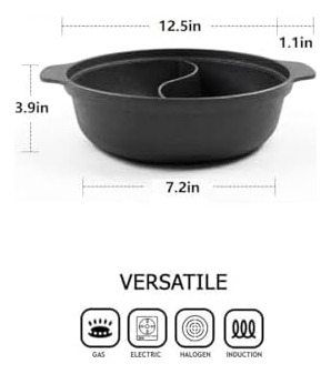 Pot De Hierro Fundido De Manhandiao Con Divisor, Olla Dividi