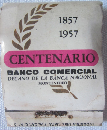 Antigua Caja De Fosforos Centenario Banco Comercial Uruguay