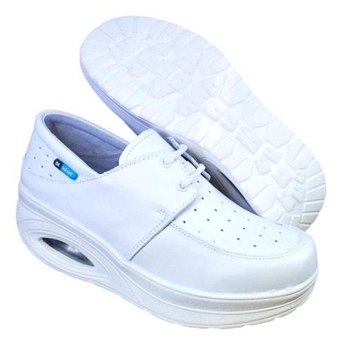Zapatos Blanco Piel Antifatiga 1985 Enfermera,dentista,chef