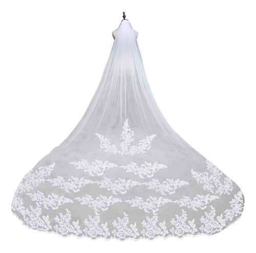 White Hair Comb Bridal Veil 3m Long Wedding,