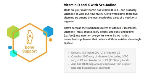 Vitaminas D K Y Yodo Marino 90 Cápsulas Paquete 2