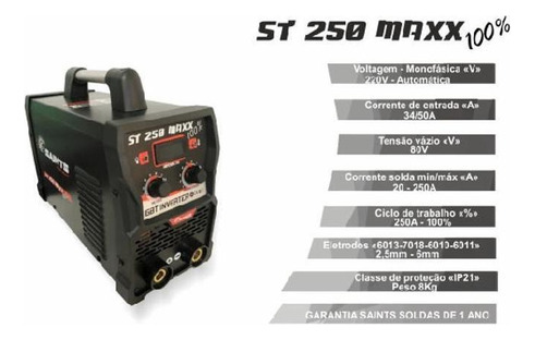 Inversor Solda 250a 220v St 250 Maxx 100% - Saints