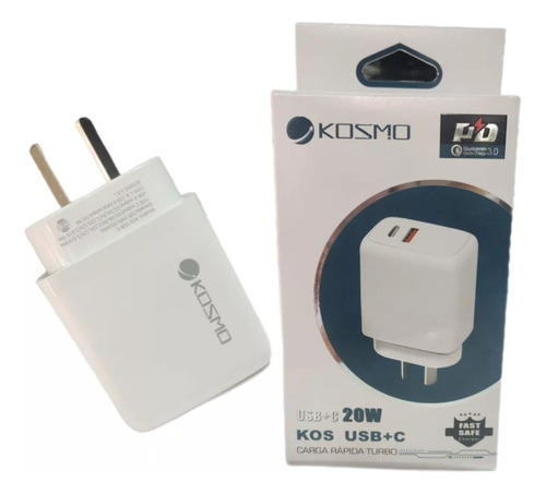 Cargador Pared Carga Rapida X2 Puerto Usb Y C 20w Blanco