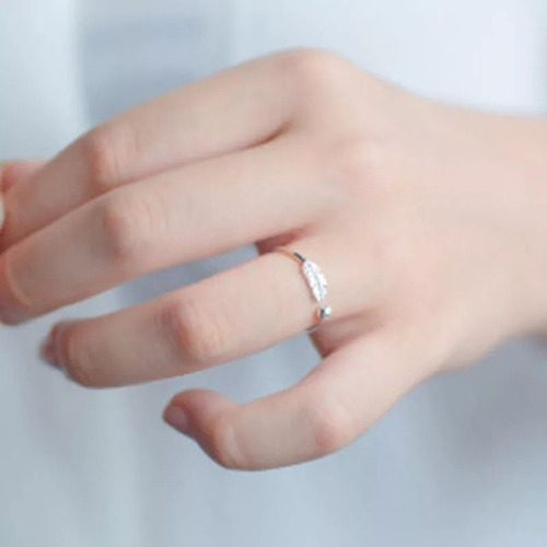 Anillo Plata Esterlina 925 Pluma Abierto