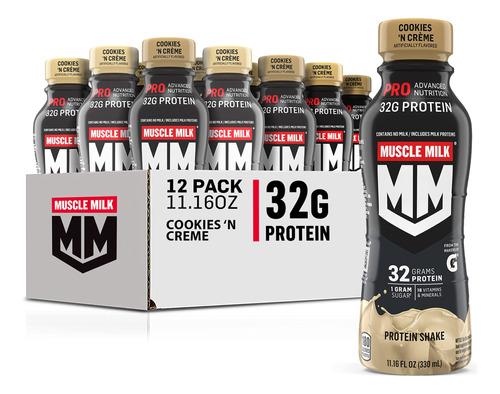 Muscle Milk Pro Series Shake, Galletas 'n Creme, Botellas De