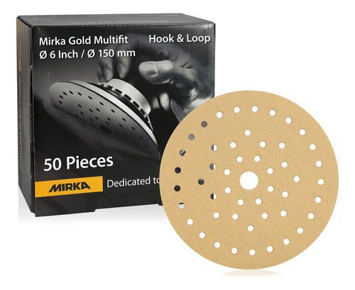 Mirka Gold Multifit - Paquete De 50 Discos De Lija De 6 PuLG