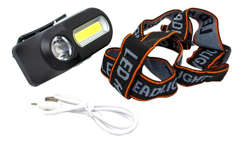 Linterna Minera Luz Led Y Cob Recargable Vincha Doble Luz