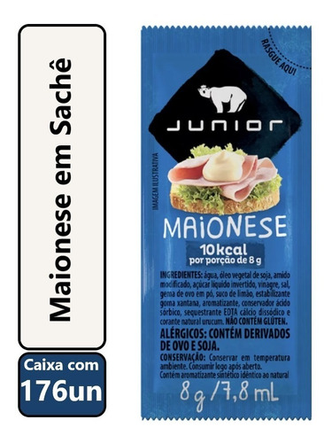 Maionese Tradicional Em Sachê 8g - 176un Junior