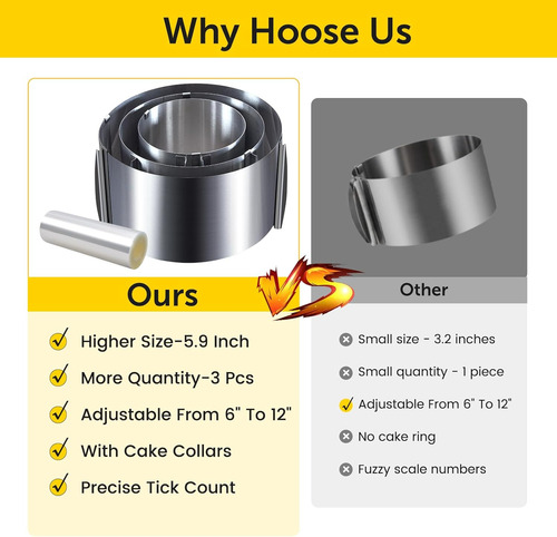 Juego De 3 Anillos De Mousse Para Tarta, 6 A 12 Pulgadas, An
