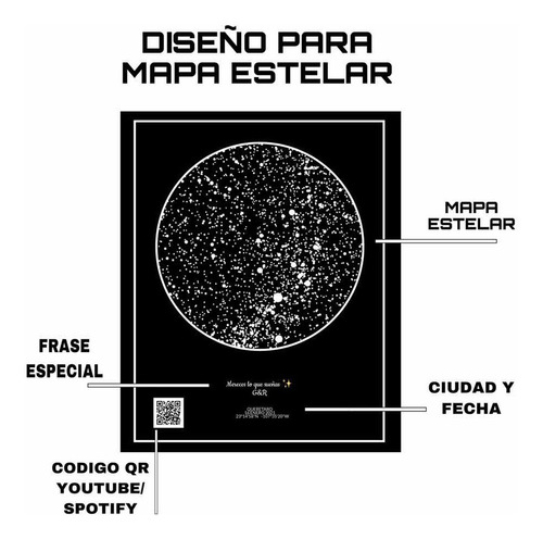 Digital , Mapa Estelar Y Lunar Personalizado Regalo Original