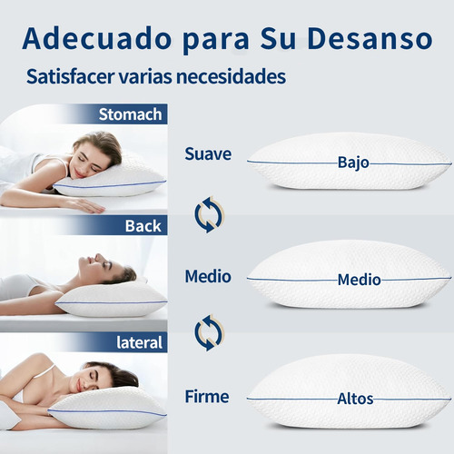 Almohada Memory Foam Estándar Gel Ajustable Suave Cómoda