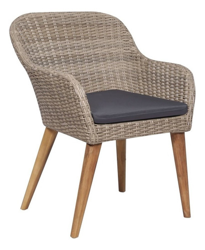 Sillas De Exterior Con Cojines 2 Piezas Poly Rattan Brown Color Café
