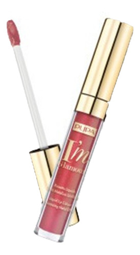 Labial I'm Glamour Liquid Lip Color Metallic 12 Intense Red. Color Rojo