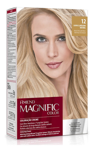 Kit Tintura Amend  Magnific color Kit coloração creme tom 12 loiro claríssimo natural para cabelo