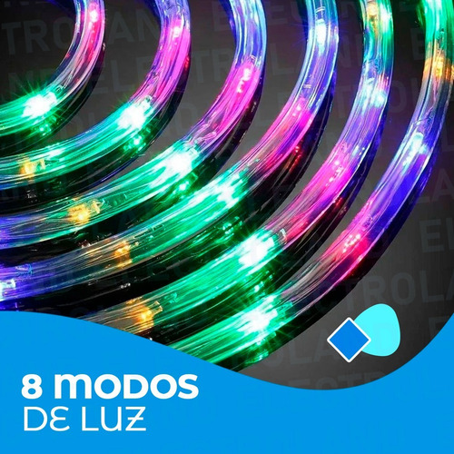 Imagen 5 de 10 de Manguera Led Multicolor 5 Metros Flexible 8 Efectos Navidad